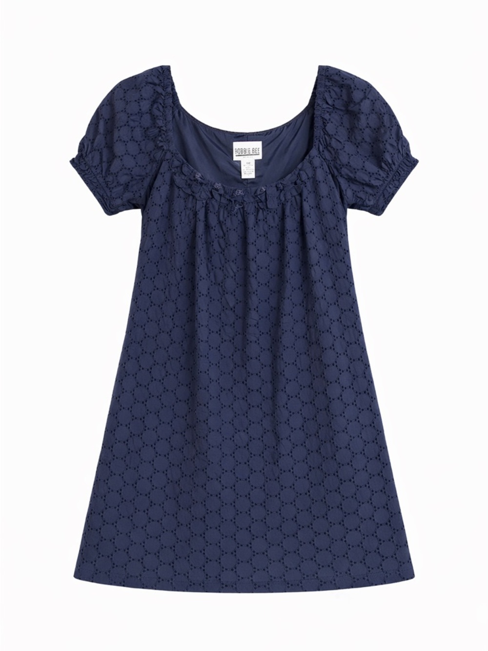 Robbie Bee Navy Eyelet Dress Boho Babydoll 16W Plus Sz.